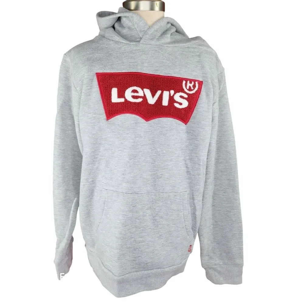 Levis Gray Hooded‎ Sweatshirt Mens Large Cotton/Polyester Blend Warm Casual Wear